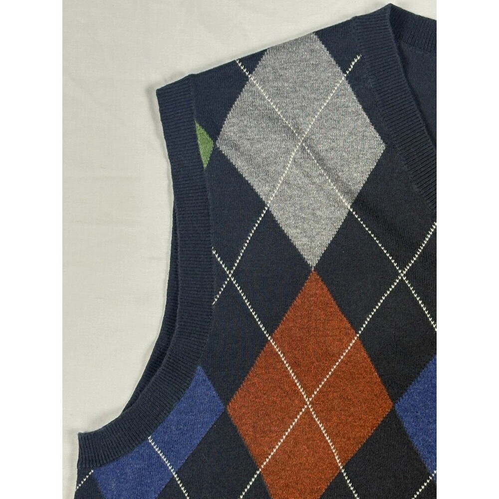 Banana Republic Men's M Argyle Sweater Vest Navy Green Blue Preppy Fall 2009 - Picture 5 of 16